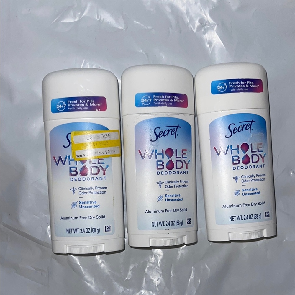 Secret Whole Body Deodorant Sticks Sensitive Unscented Deodorant Aluminum Free